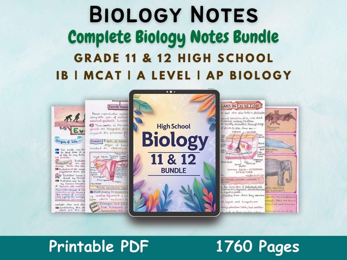 biology aesthetic notes for high school grade 11 and 12 first cover image in blue of newton desk