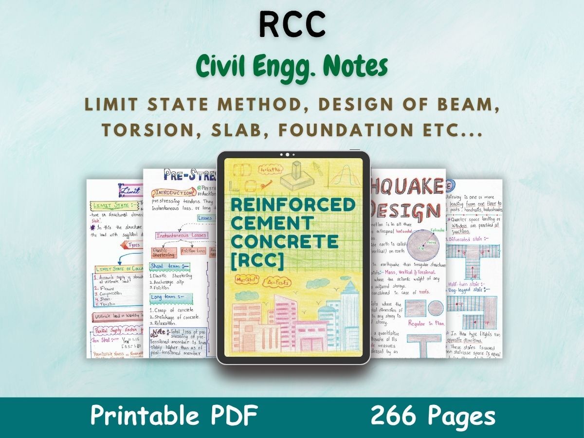 rcc aesthetic notes cover or featured image in blue for civil and structural engineering program course of newton desk