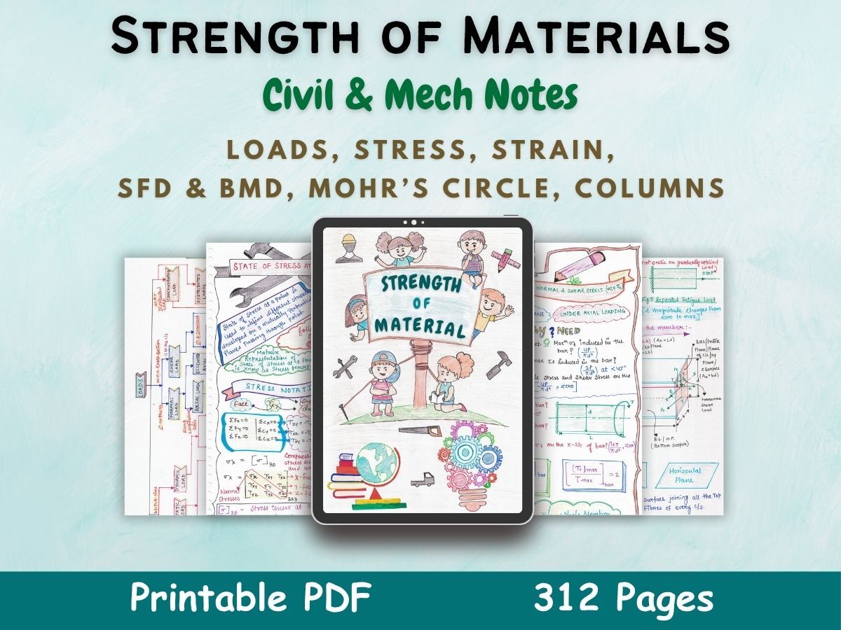 strength of materials or mechanics of solids aesthetic notes cover or featured image in blue for civil and mechanical engineering of newton desk