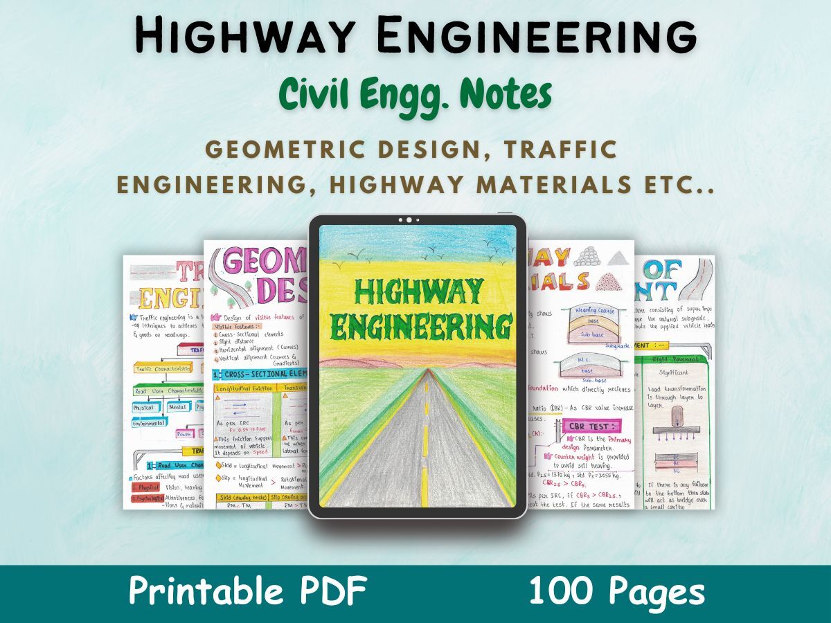 highway engineering aesthetic notes cover or featured image in blue for civil engineering of newton desk