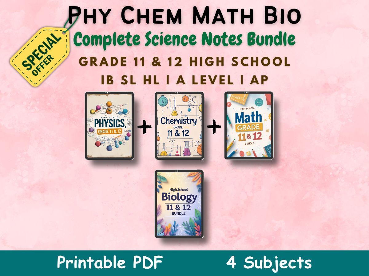 Physics Chem Math Biology PCMB Notes bundle PDF Pink